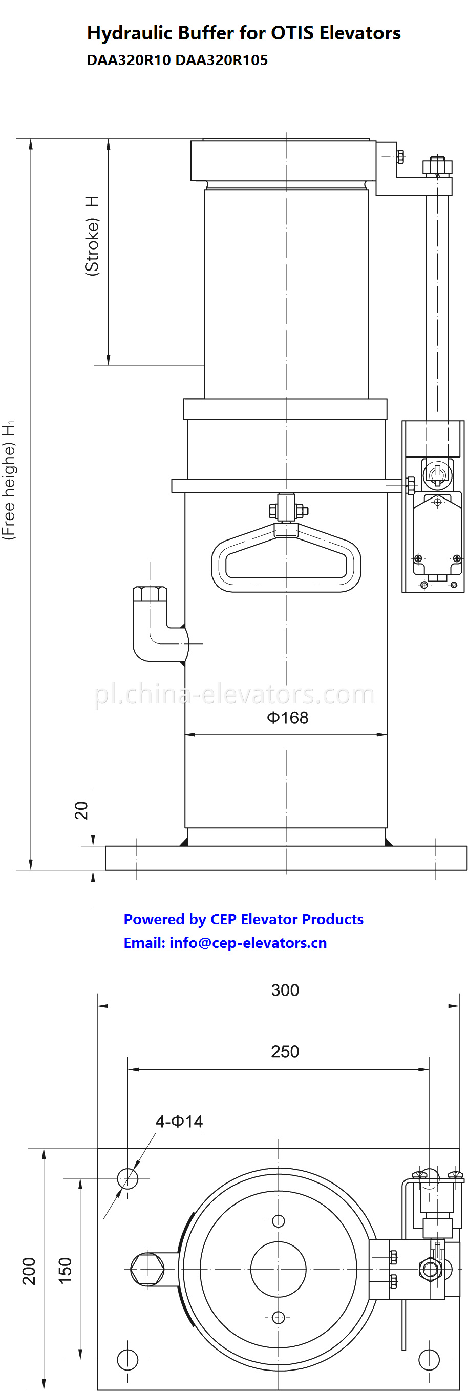 Energy Dissipation type Oil Buffer with Innerspring for OTIS Elevators